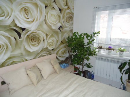 Интерьер спальни в светлых тонах "Белые розы"