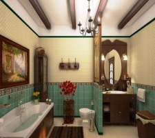 Креативная ванная комната в стиле кантри
